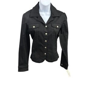 Live‎ a Little Black Stretch Button Front Jacket Small Collared Fitted